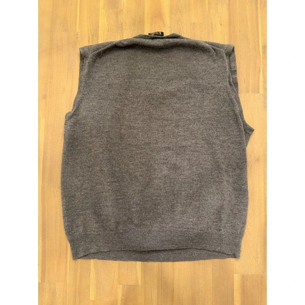 JOS A BANK Mens XL V Neck Merino Wool Sweater Vest Dark Gray Sleeveless Pullover